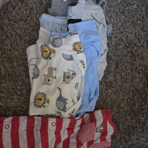 Striped Red and Gray Kids Bodysuit